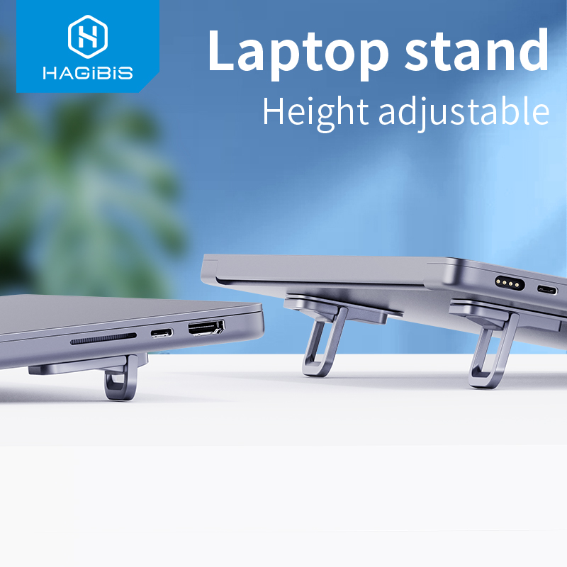 Desk Setup Macbook - Hagibis Foldable Laptop Stand for Desk