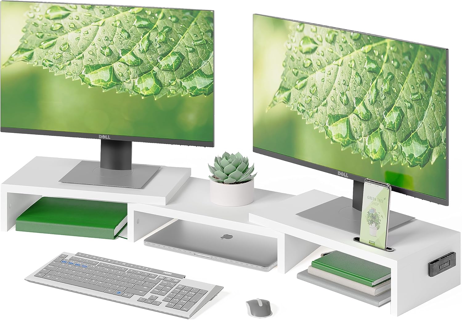 Monitor Riser Wood - Adjustable Dual Monitor Stand Riser, Ergonomic