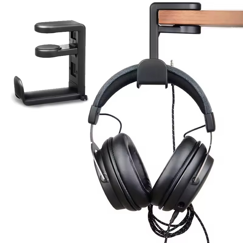 Desk Setup Design - Under Desk Headphone Holder Rotating Clamp