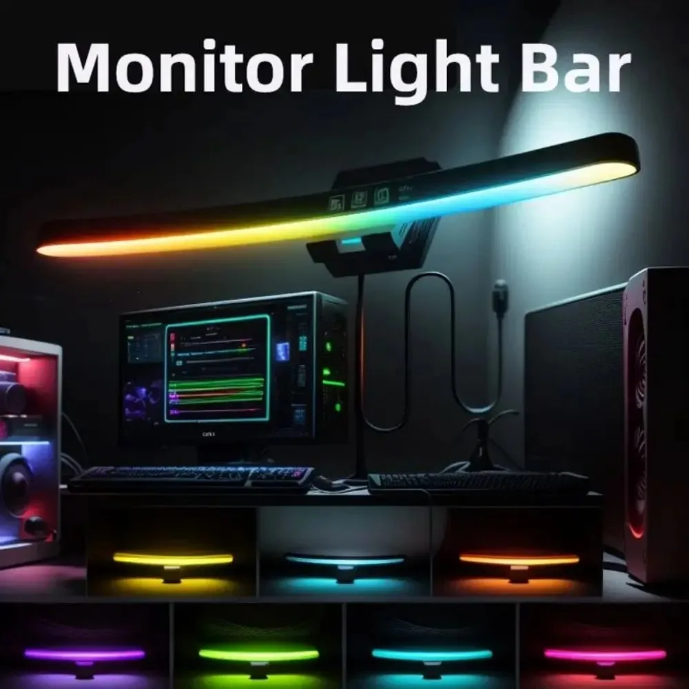 Desk Setup Room - Curved Monitor Light Bar 3 Color