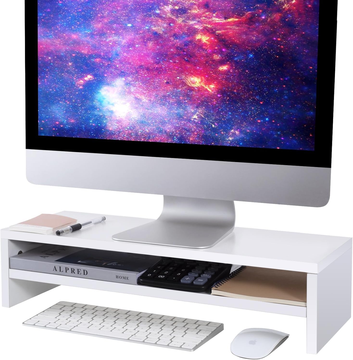 Monitor Riser Wood - Monitor Stand Riser White, 21.6 inch