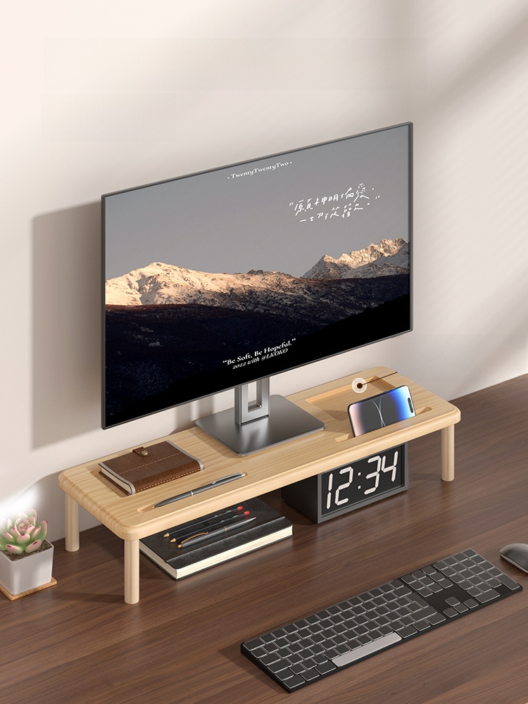 Monitor Riser Wood - Pure Wood Cuter Monitor Riser Desktop