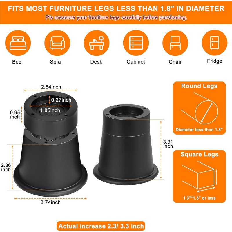 4Pcs Heavy Duty Furniture Rise - Desk Setup Riser のレビューと価格