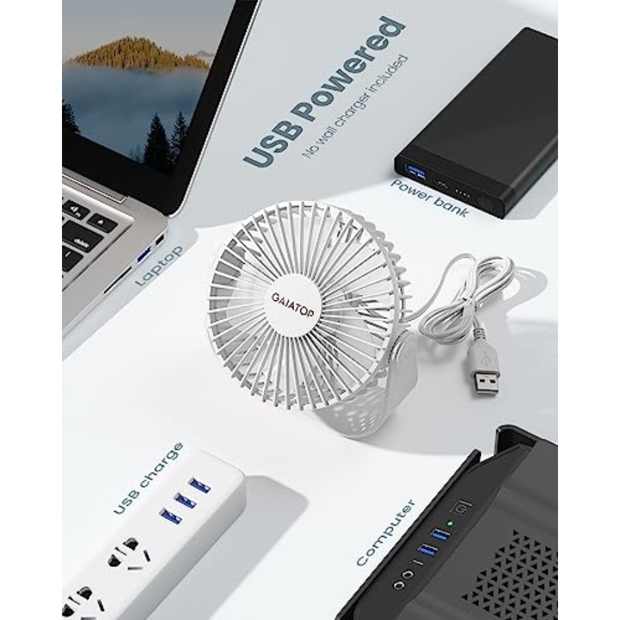 USB Desk Fan, 3 Speeds Strong  - Fan Desk Small Usb のレビューと価格