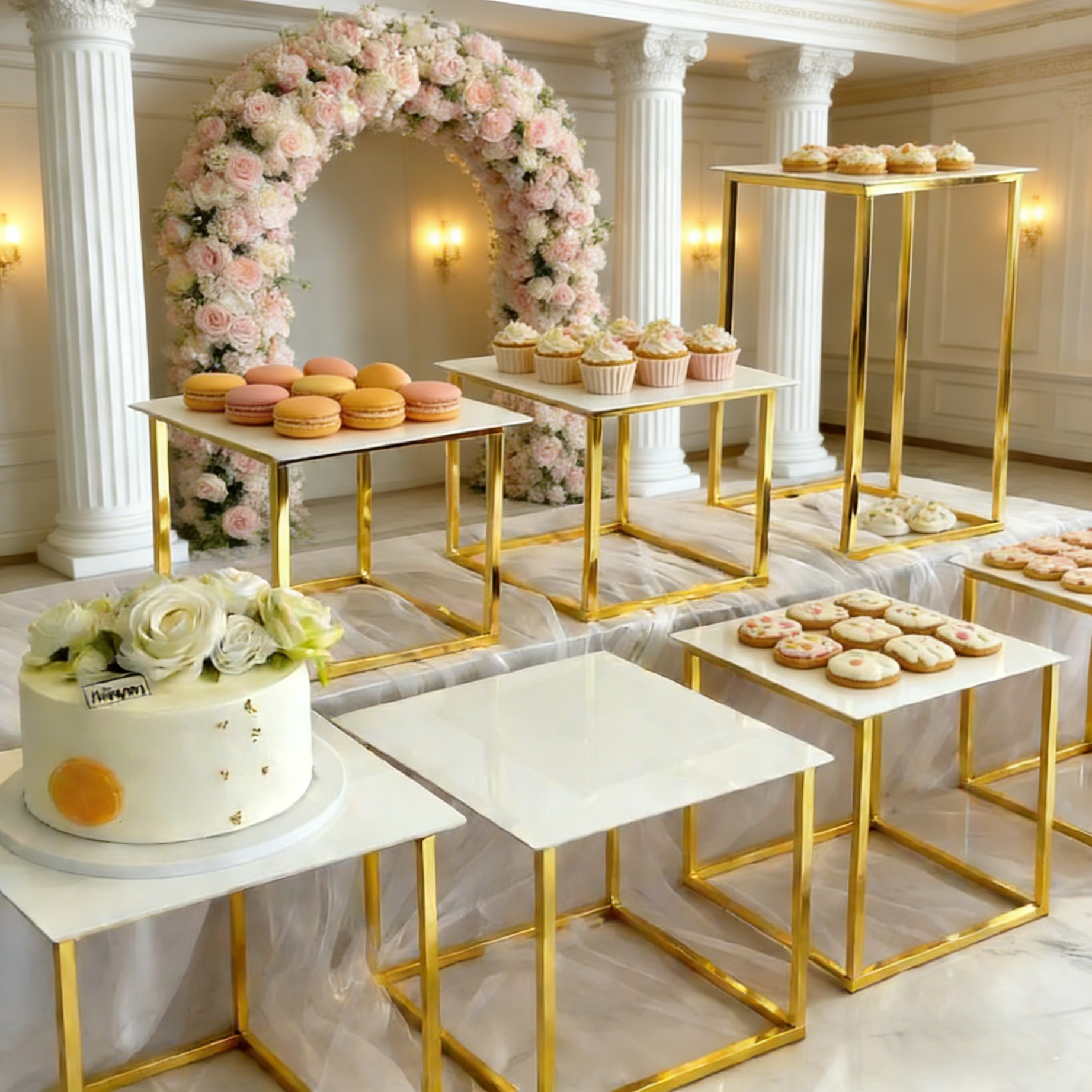 12-20 PCS Luxury Gold Frame Wh - Desk Setup Riser のレビューと価格