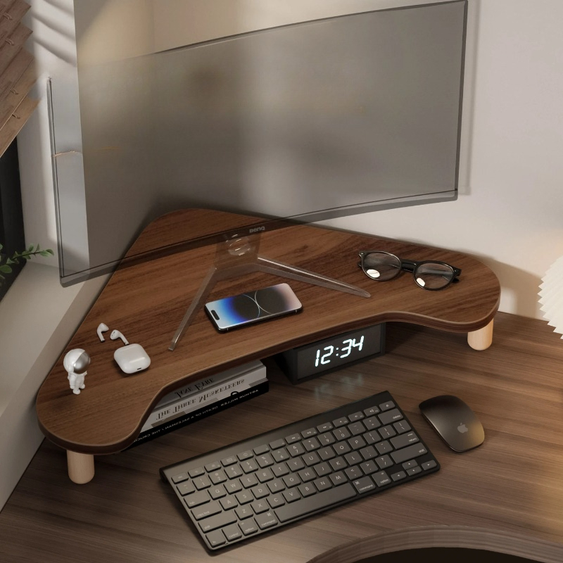 Corner Computer Stand, Triangl - Monitor Riser Wood のレビューと価格