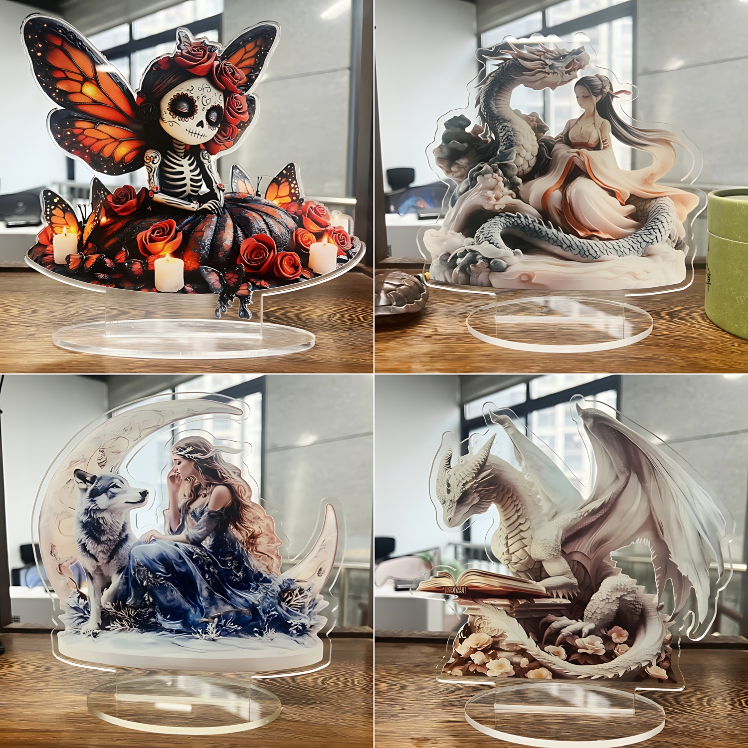 Two Tigers Statue,2D Flat Anim - Desk Setup Room のレビューと価格