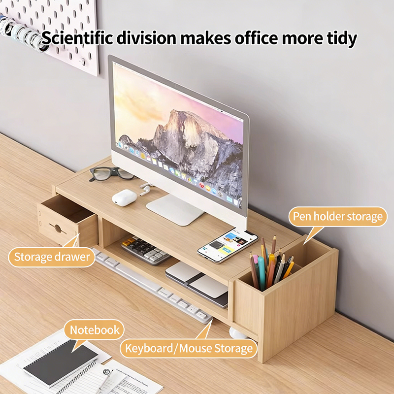 Wooden Desktop Organizer with  - Monitor Riser Wood のレビューと価格