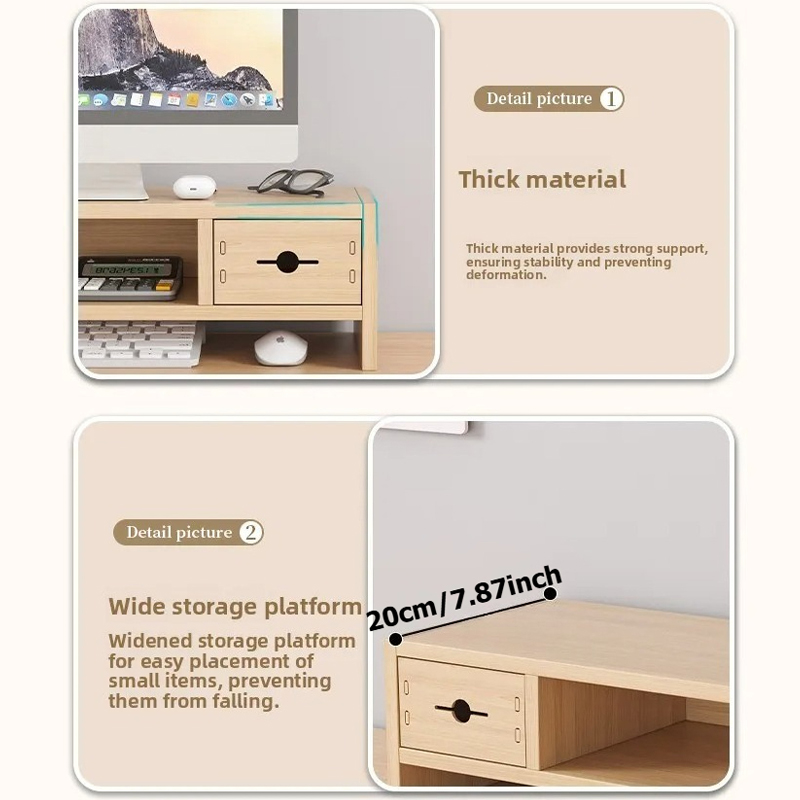 Wooden Desktop Organizer with  - Monitor Riser Wood のレビューと価格