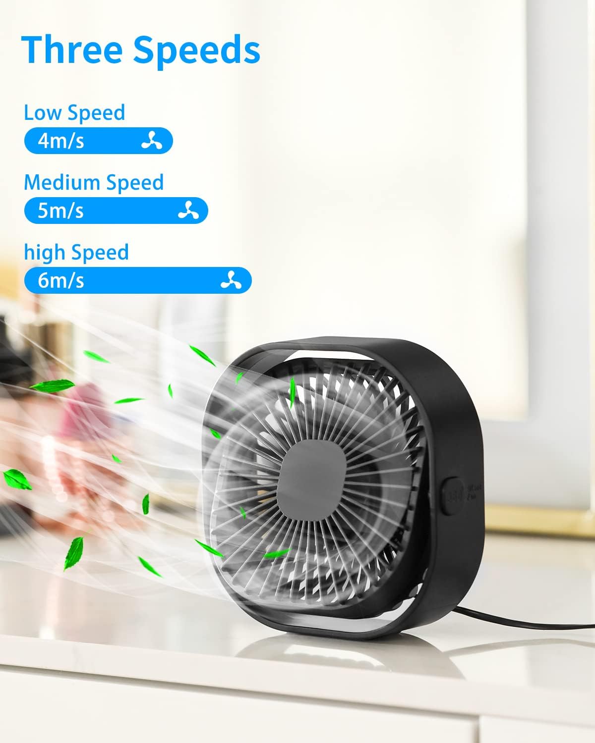 RJVW 4 Inch Small USB Desk Fan - Fan Desk Small Usb のレビューと価格