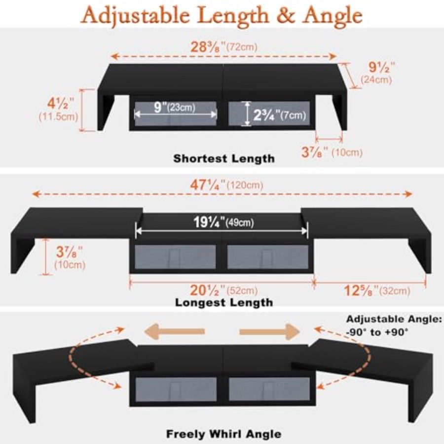Wood Dual Monitor Stand Riser  - Monitor Riser Wood のレビューと価格