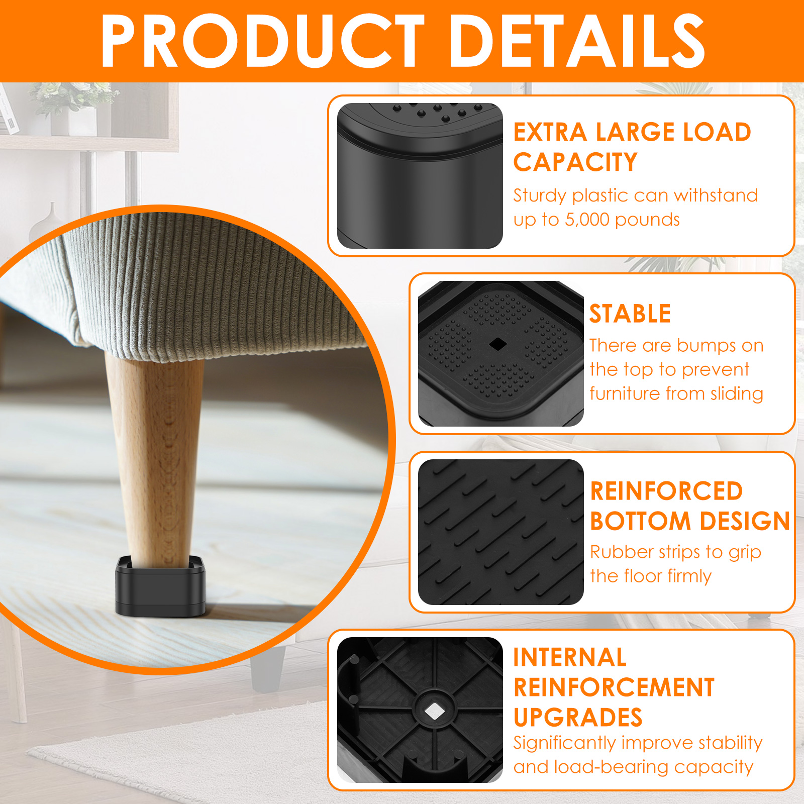 8-16 Pcs Furniture Risers Nons - Desk Setup Riser のレビューと価格