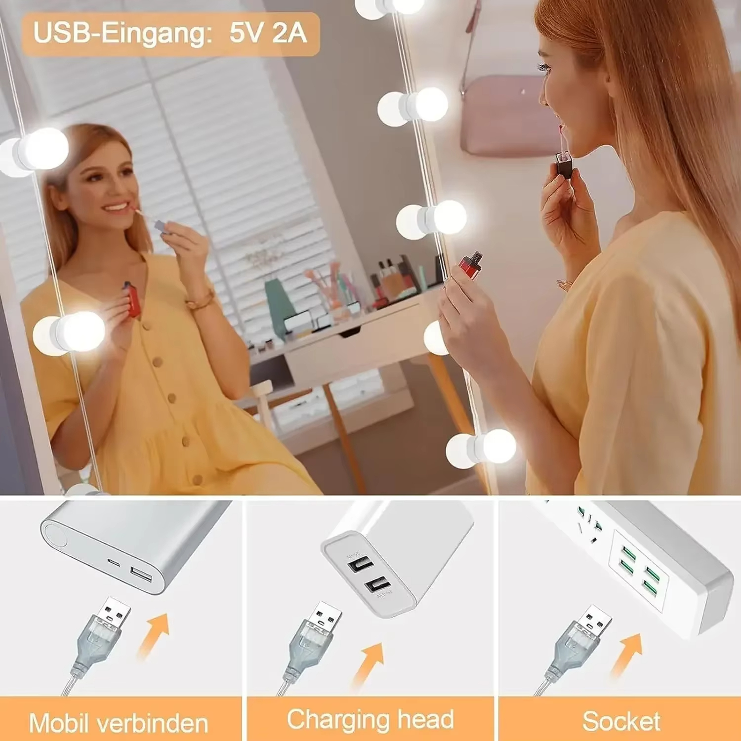 10LED Makeup Mirror Light Bulb - Led Desk Light Usb のレビューと価格