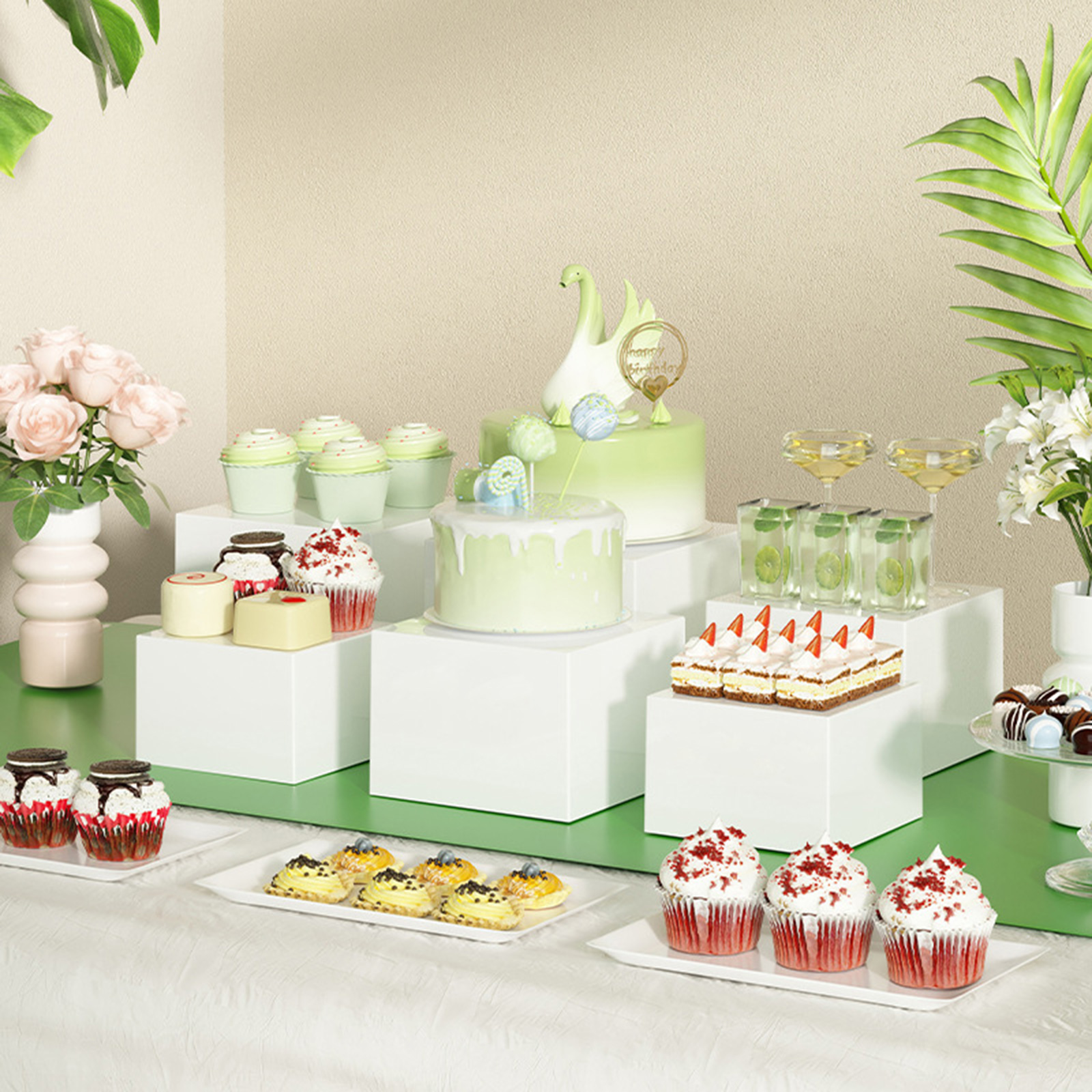 6x Acrylic Buffet Riser Desser - Desk Setup Riser のレビューと価格