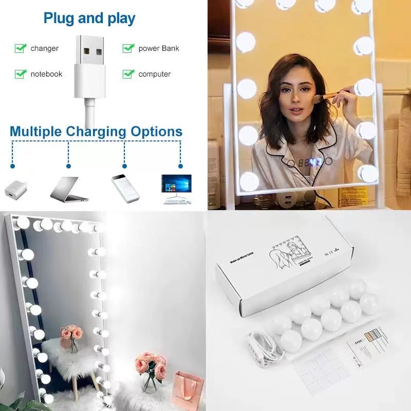LED Light Paste Mirror Makeup  - Led Desk Light Usb のレビューと価格