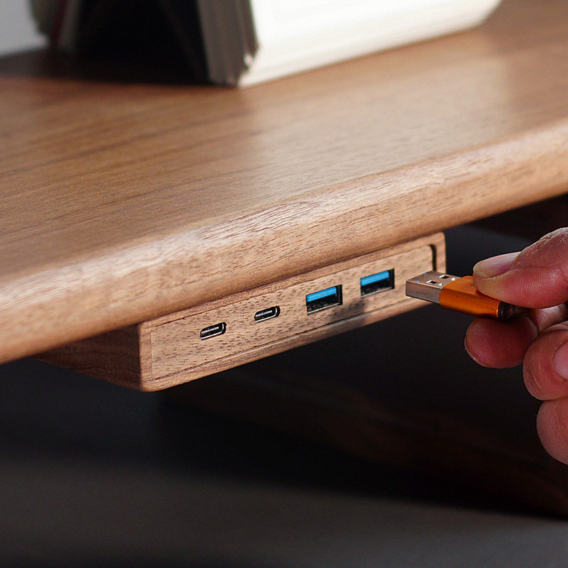 USB 3.2 Hub with Self-Adhesive - Monitor Riser Wood のレビューと価格