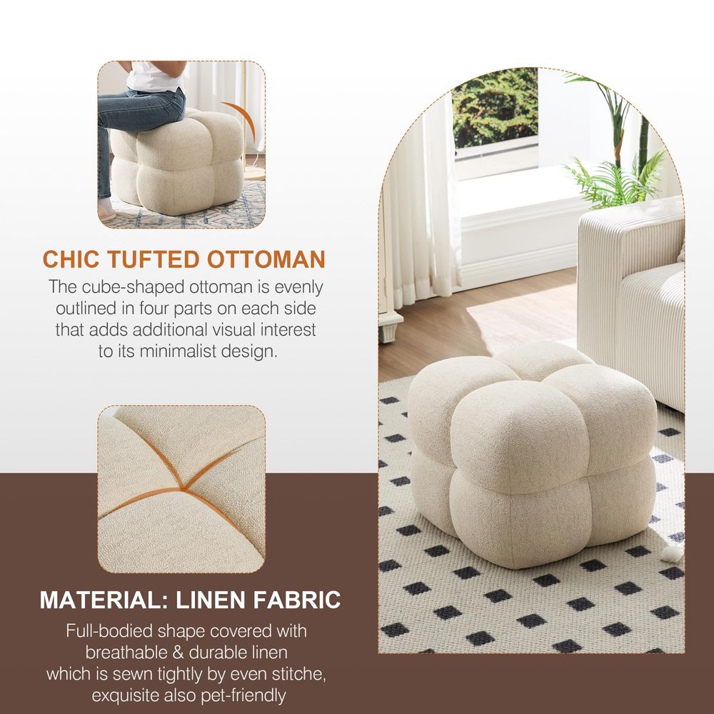 Square Pouf Ottomans Footstool - Desk Setup Room のレビューと価格