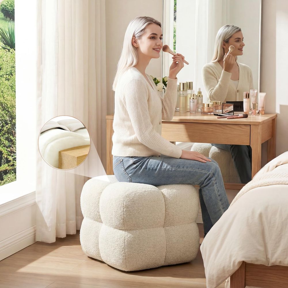 Square Pouf Ottomans Footstool - Desk Setup Room のレビューと価格