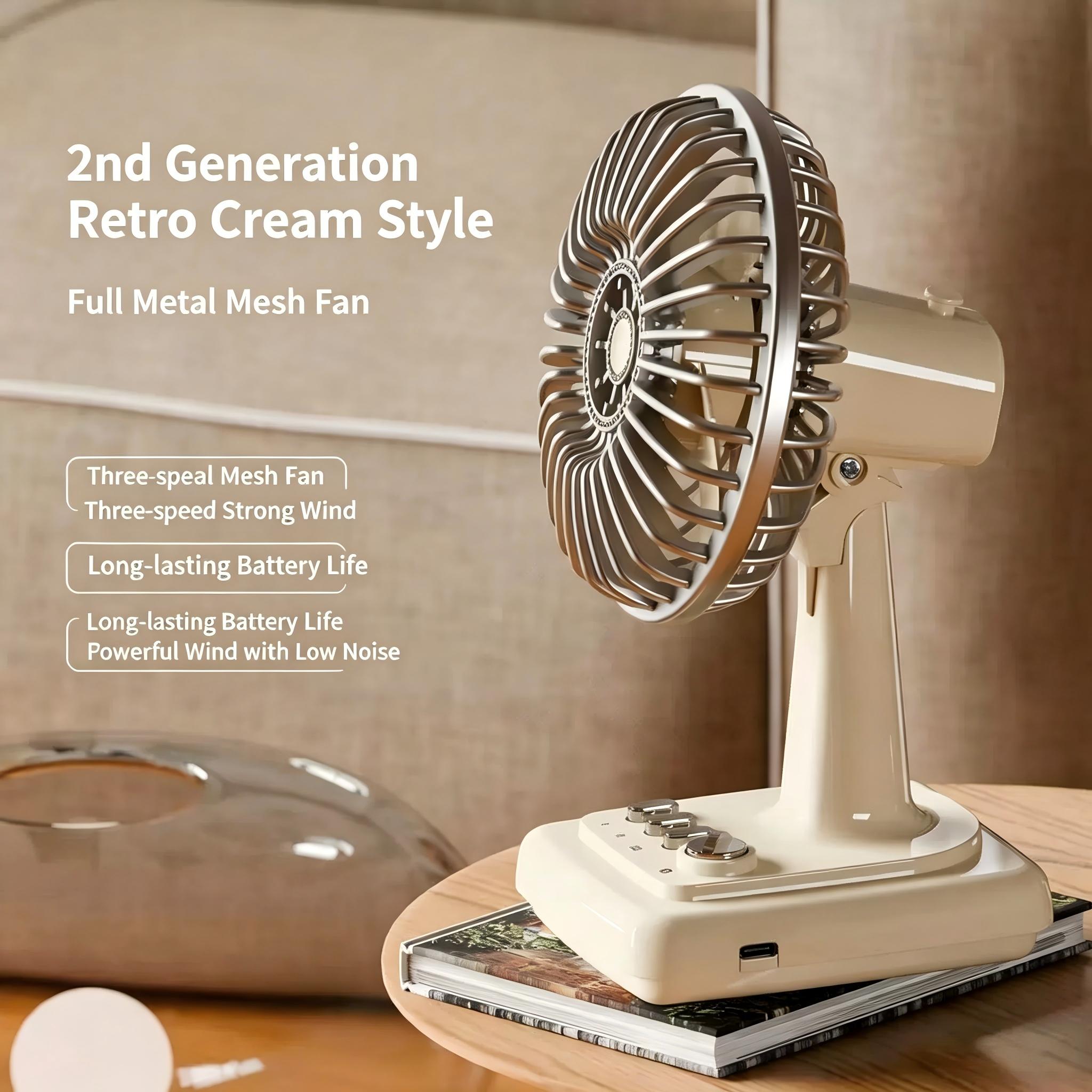 Retro Alloy Desktop Fan 3 Spee - Fan Desk Small Usb のレビューと価格