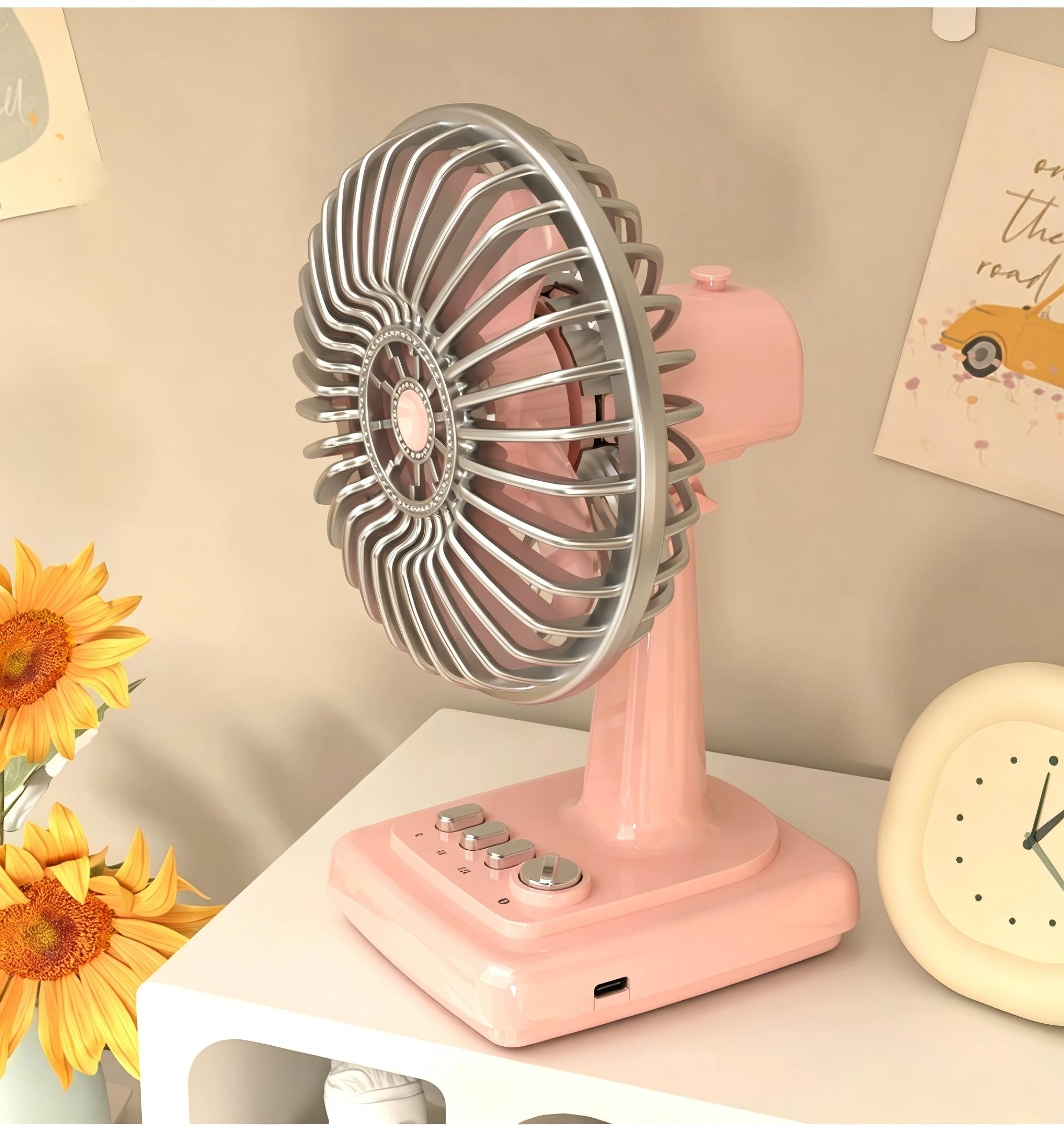 Retro Alloy Desktop Fan 3 Spee - Fan Desk Small Usb のレビューと価格