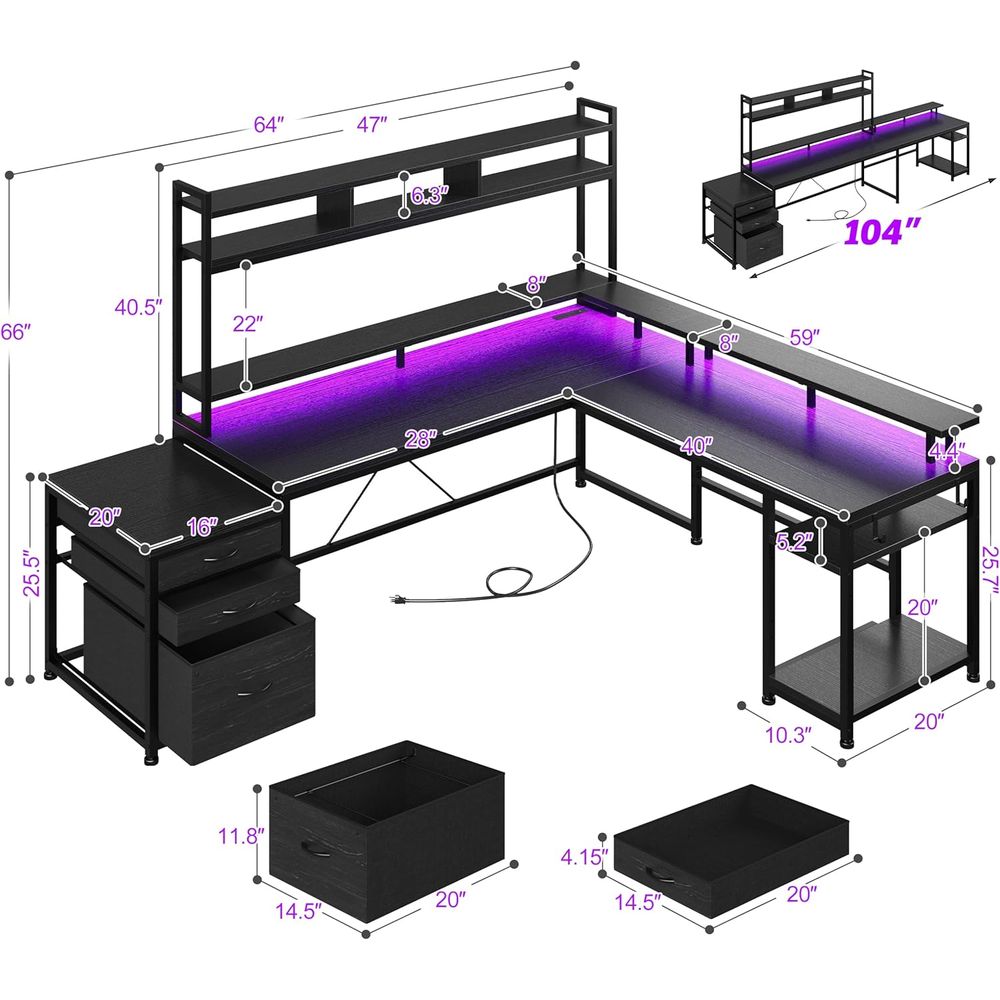 Reversible L-Shaped Gaming Des - Desk Setup Two Monitors のレビューと価格