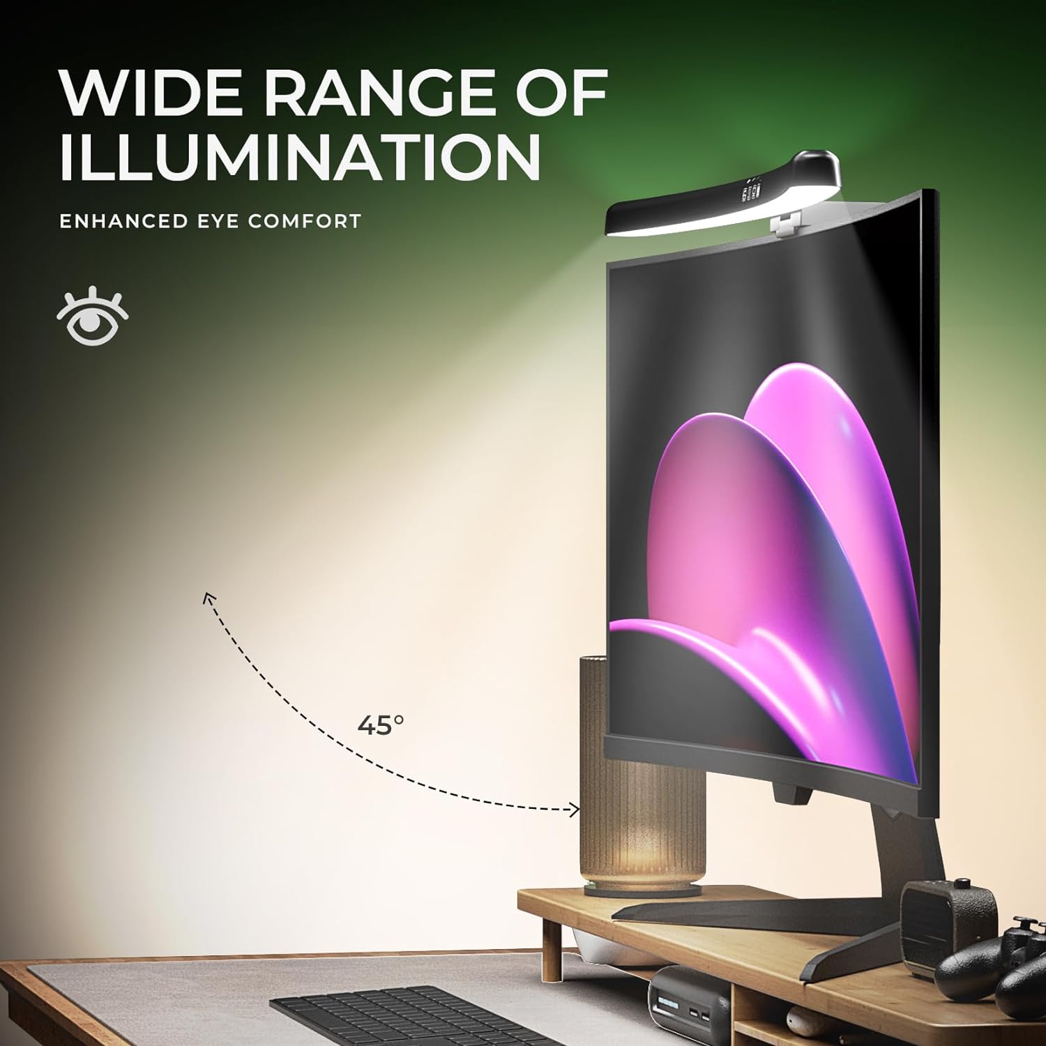 Curved Monitor Light Bar 3 Col - Desk Setup Room のレビューと価格