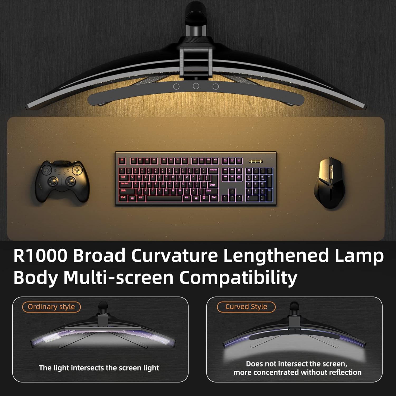 Curved Monitor Light Bar 3 Col - Desk Setup Room のレビューと価格