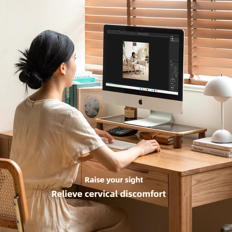 Solid Wood Desktop Monitor Sta - Monitor Riser Wood のレビューと価格