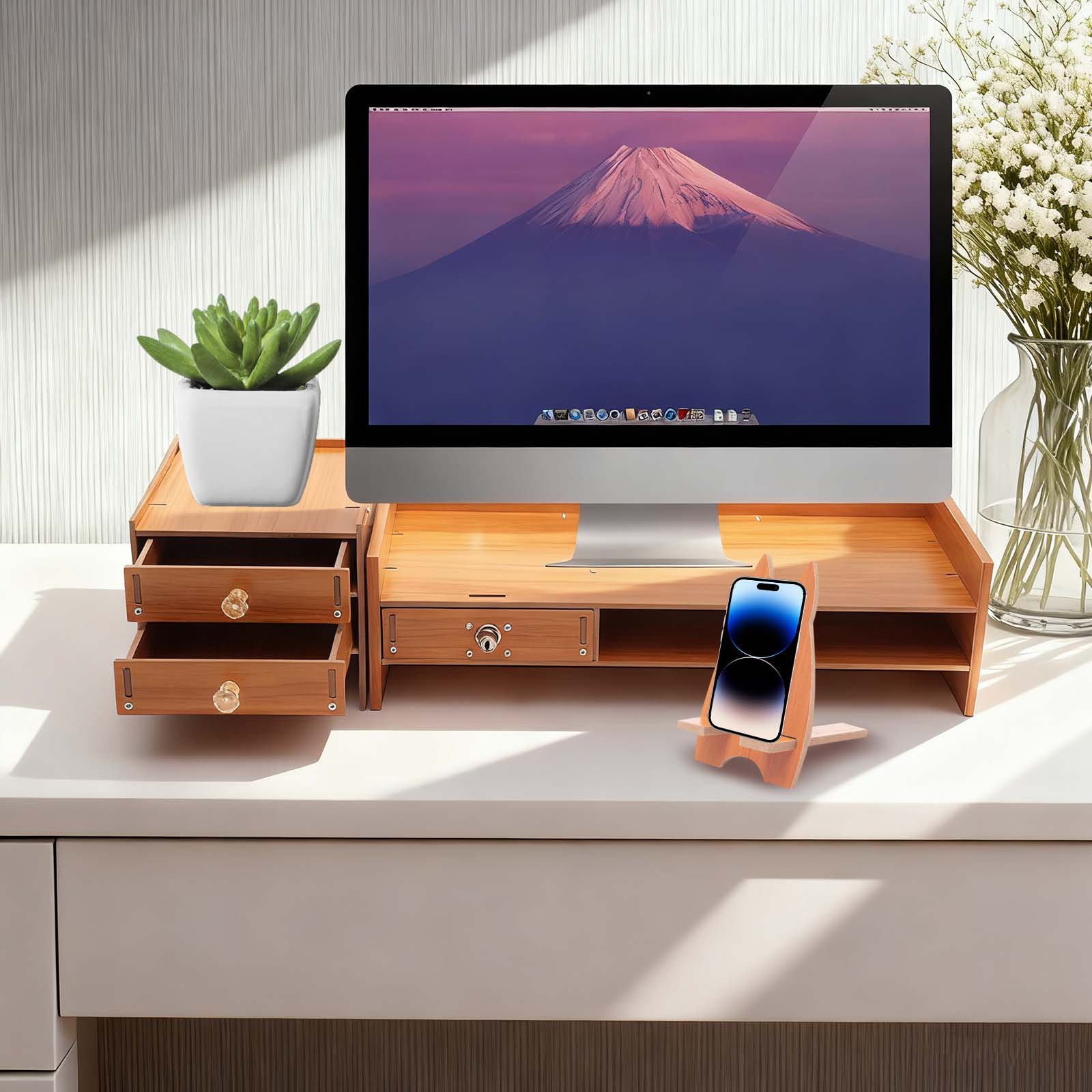 Wood Computer Monitor Stand, R - Monitor Riser Wood のレビューと価格