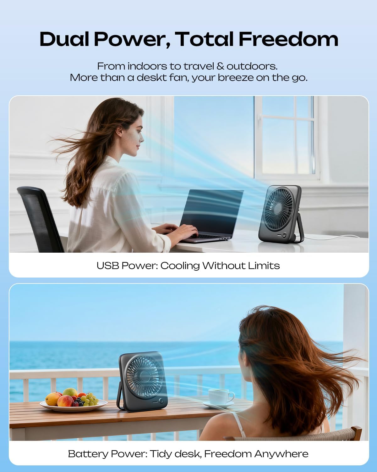 Personal Portable Desk Fan, 40 - Fan Desk Small Usb のレビューと価格