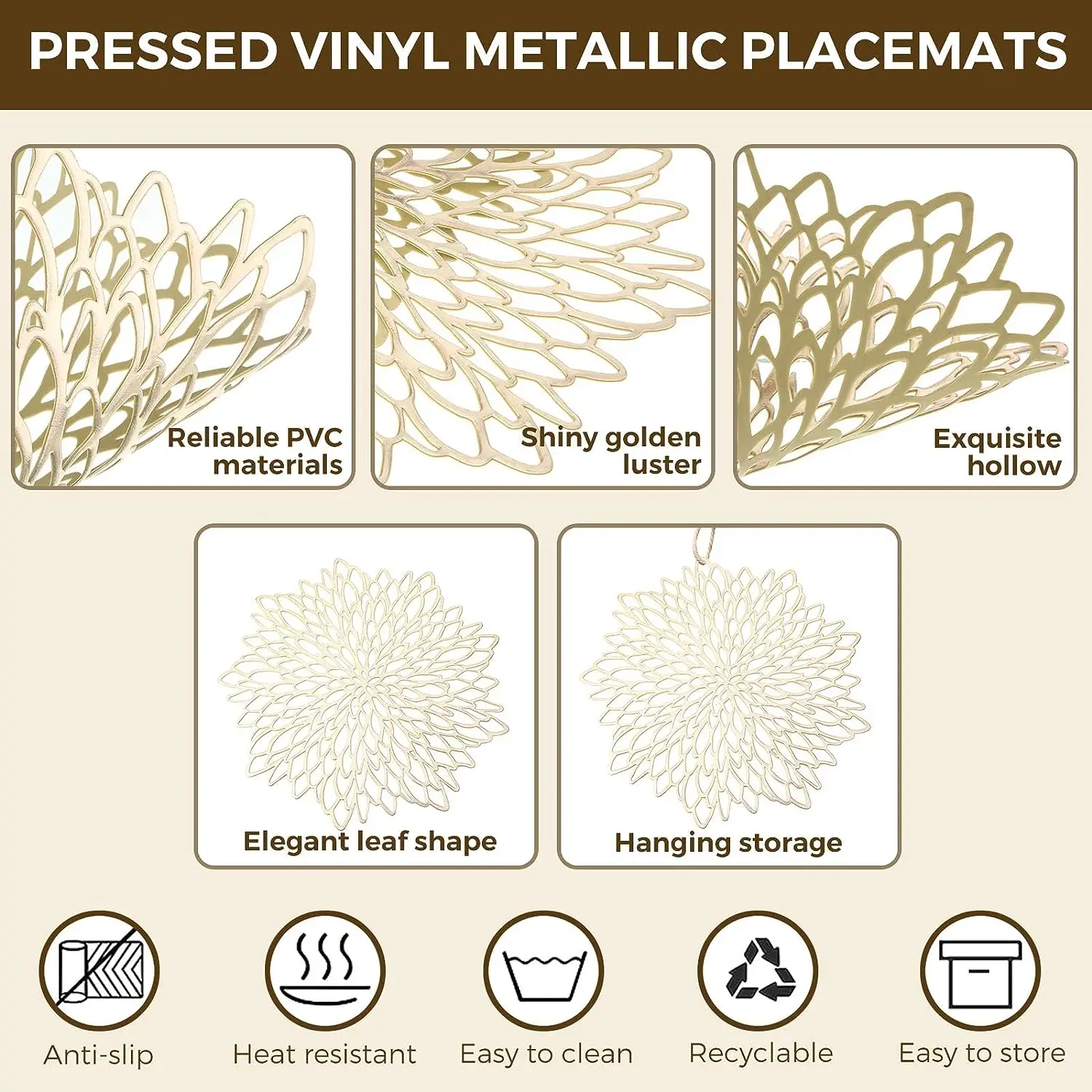 Set of 4 Metallic Placemats Se - Desk Setup Design のレビューと価格