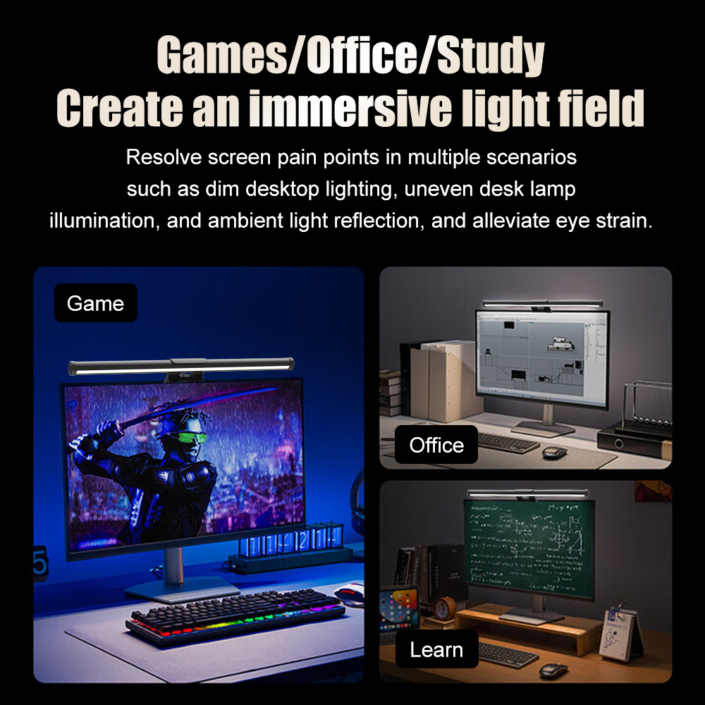 RGB Lightbar Monitor Light Bar - Desk Setup Room のレビューと価格